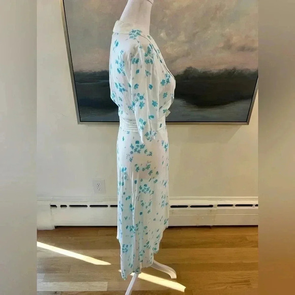 NWT Ganni Printed Crepe Wrap Dress Size 0 - Picture 7 of 16